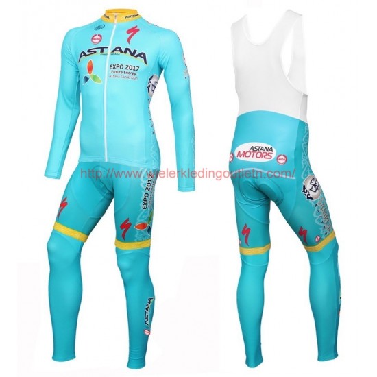 2016 Astana Pro Team Set Wielerkleding Wielershirt lange mouw+Lange fietsbroeken Bib 213518