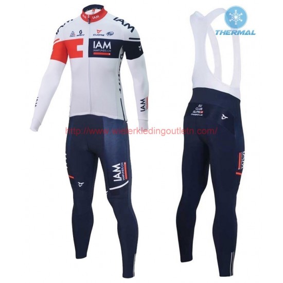 2016 Team IAM wit Winter Set Wielerkleding Wielershirt lange mouw+Lange fietsbroeken Bib 213595