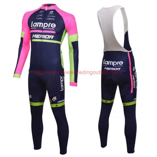 2016 Lampre Merida Set Wielerkleding Wielershirt lange mouw+Lange fietsbroeken Bib 213623