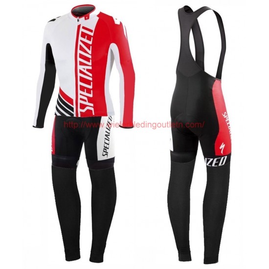 2016 Specialized Pro Team SZK wit-rood Set Wielerkleding Wielershirt lange mouw+Lange fietsbroeken Bib 213720