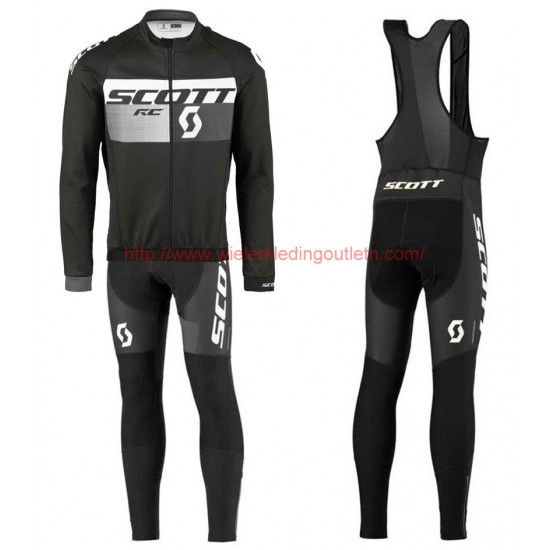 2016 Scott RC zwart-grijs Set Wielerkleding Wielershirt lange mouw+Lange fietsbroeken Bib 213688