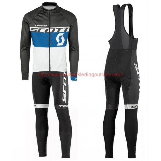 2016 Scott Team zwart-Blauw-wit Set Wielerkleding Wielershirt lange mouw+Lange fietsbroeken Bib 213653