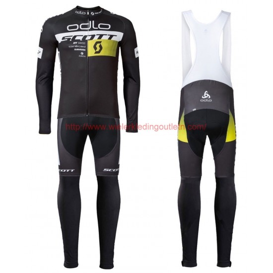 2016 Scott ODLO Team zwart Set Wielerkleding Wielershirt lange mouw+Lange fietsbroeken Bib 213664