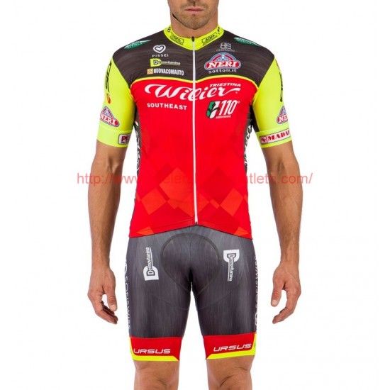 2016 Team Wilier Sud-Est rood-Fluo Wielerkleding Wielershirt Korte+Korte Fietsbroeken Bib 213605