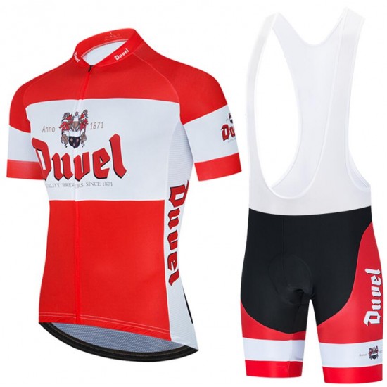 2020 Duvel Beer Fietskleding Wielershirt Korte Mouw+Korte Fietsbroeken Bib rouge I32KM