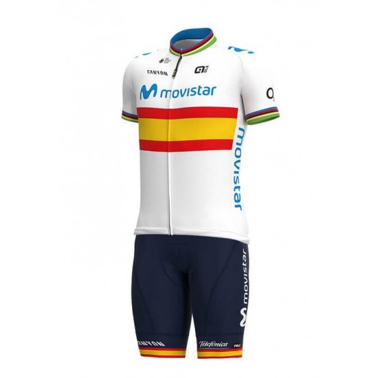 MOVISTAR TEAM Spanish Champion Fietskleding Wielershirt Korte Mouw+Korte Fietsbroeken Bib 1JPMT