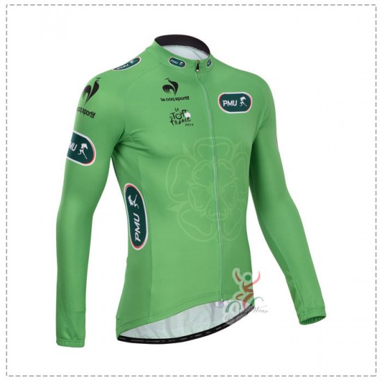 Tour de France le coq sportif 2014 Fietsshirt lange mouw Groen 1389