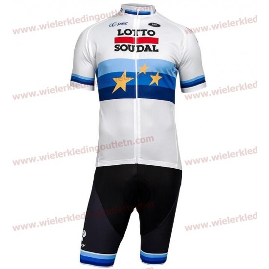 LOTTO SOUDAL European champion 2018 Wielerkleding Set Wielershirt Korte Mouwen+Korte fietsbroeken D148