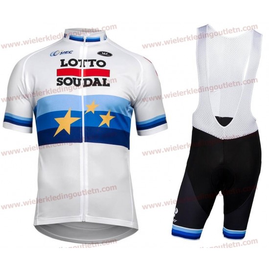 LOTTO SOUDAL European champion 2018 Wielerkleding Set Wielershirt korte mouwen+Fiets Koersbroek D122