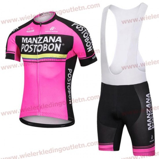 2018 MANZANA POSTOBON Wielerkleding Set Wielershirt Korte Mouw+Fiets Koersbroek A2018923