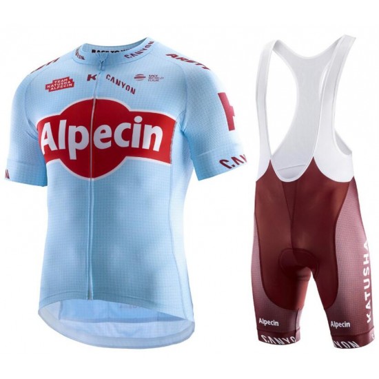 TEAM KATUSHA ALPECIN 2019 Fietskleding Set Fietsshirt Korte Mouw+Korte fietsbroeken Bib 190224117