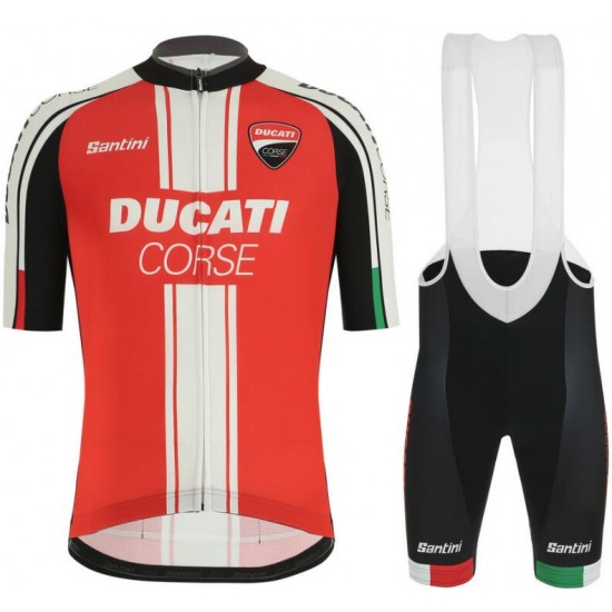 Ducati 2019 Fietskleding Set Fietsshirt Korte Mouw+Korte fietsbroeken Bib 19040718