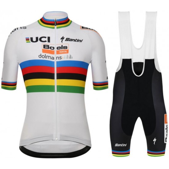 Boels Dolmans 2019 World Champion Fietskleding Set Fietsshirt Korte Mouw+Korte fietsbroeken Bib 19040721