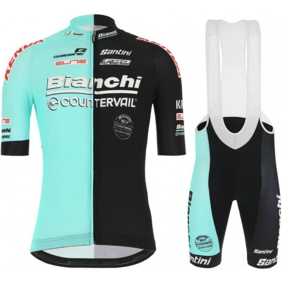 Bianchi Countervail 2019 Fietskleding Set Fietsshirt Korte Mouw+Korte fietsbroeken Bib 19040724