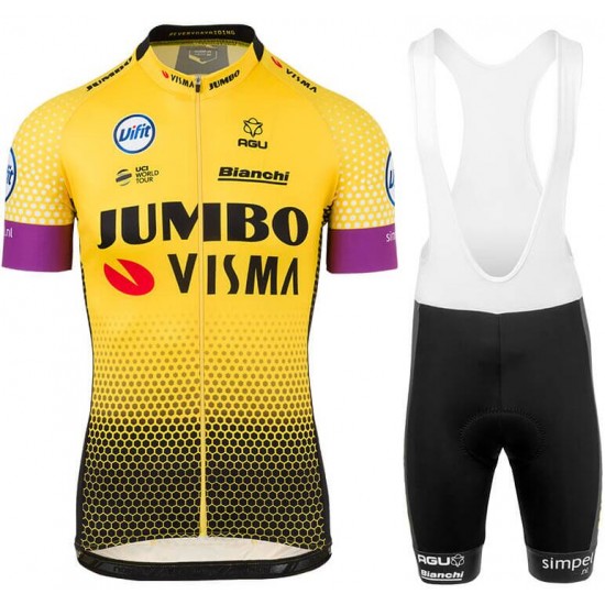 TEAM Jumbo-Visma 2019 Fietskleding Set Fietsshirt Korte Mouw+Korte fietsbroeken Bib 19040752