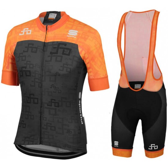 Peter Sagan LOGO Team 2019 Line orange Fietskleding Set Fietsshirt Korte Mouw+Korte fietsbroeken Bib 19040778