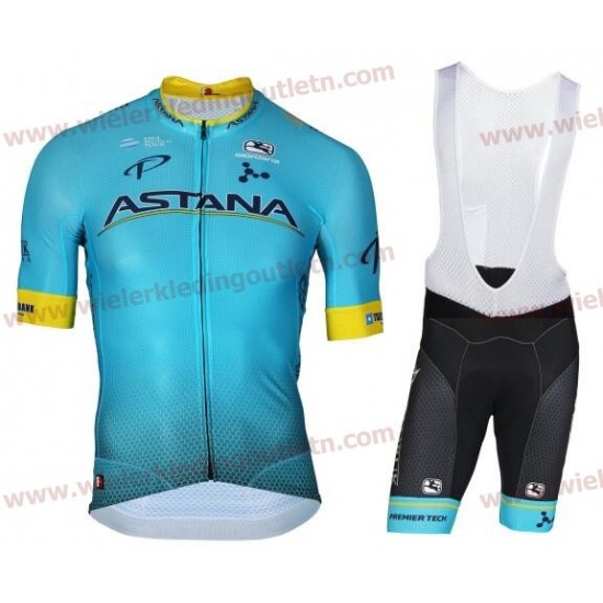 Astana 2018 Wielerkleding Set Wielershirt korte mouwen+Fiets Koersbroek D113