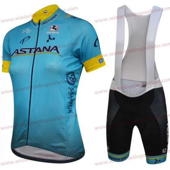 Astana 2018 Dames Fietskleding Set Wielershirt korte mouwen+Fiets Koersbroek 18A0012