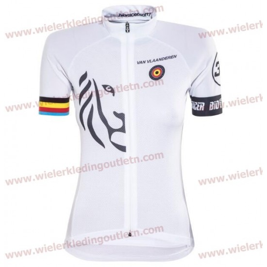 Bioracer Van Vlaanderen Dames Wit Zwart 2018 Wielershirt korte mouwen 18A0083