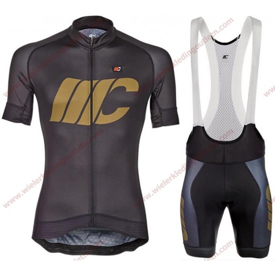 Cipollini Prestige Zwart gold Wielerkleding Set Fietsshirt Korte Mouw+Fiets Koersbroek 18C10287