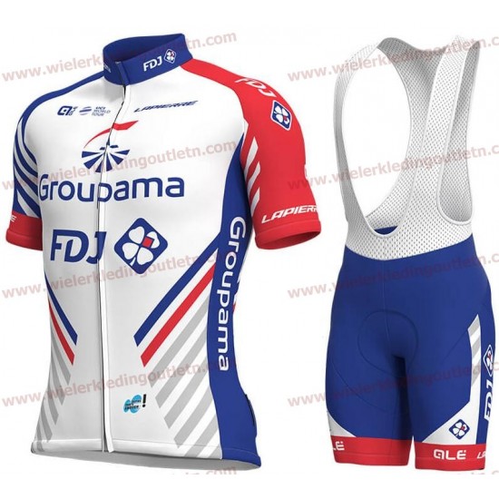 GROUPAMA-FDJ 2018 Wielerkleding Set Wielershirt korte mouwen+Fiets Koersbroek D140