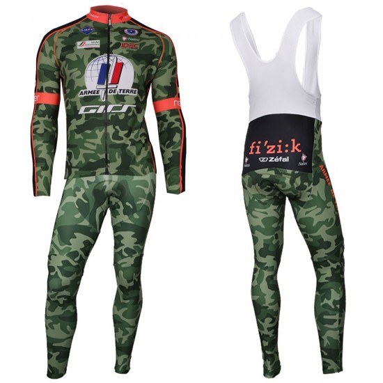 2018 Armee De Terre Camouflage Fietskleding Fietsshirt lange mouw+Lange fietsbroeken Bib Wx8ut