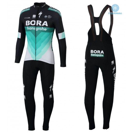 2018 Profteam Bora Hansgrohe zwart winterset Wielerkleding Set Wielershirts lange mouw+fietsbroek lang met zeem YNHuZ