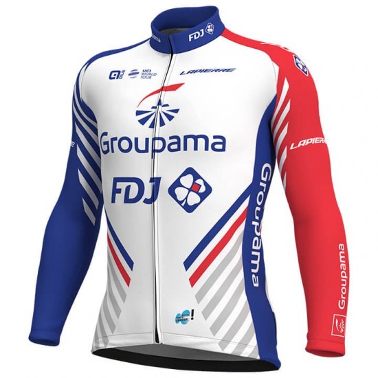 2018 Profteam FDJ wit Wielershirts lange mouw 0Xz4M