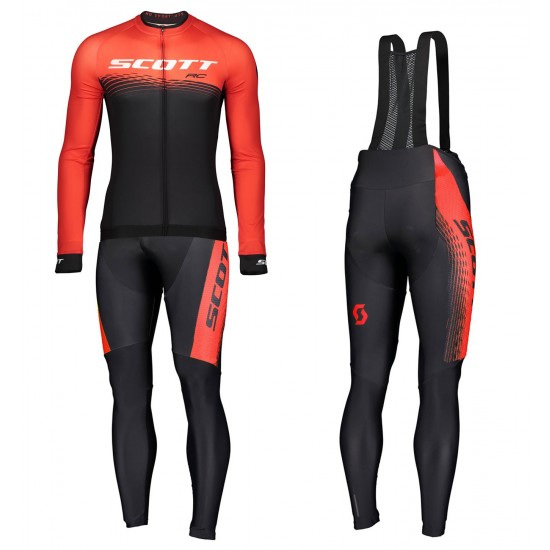 2019 Scott-RC PRO zwart-rood Fietskleding Fietsshirt lange mouw+Lange fietsbroeken Bib ExVPN