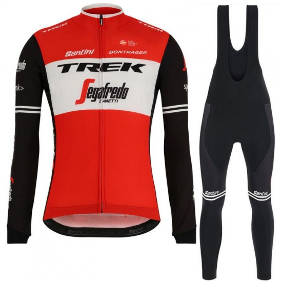 Trek Segafredo 2019 rood Fietskleding Set Fietsshirt lange mouw+Lange Fietsbroeken Bib 7J2LV